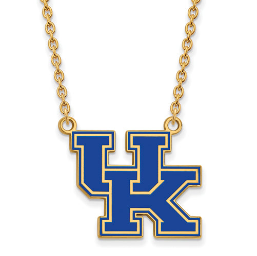 SS w/GP U of Kentucky Large Enamel Pendant w/Necklace
