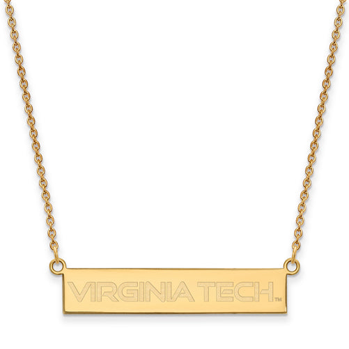 SS w/GP Virginia Tech Small "VIRGINIA TECH" Bar Necklace