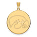 Sterling Silver Gold-plated University of Iowa Hawk Extra Large Round Disc Pendant