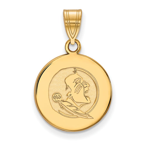 SS w/GP Florida State University Medium Disc Pendant