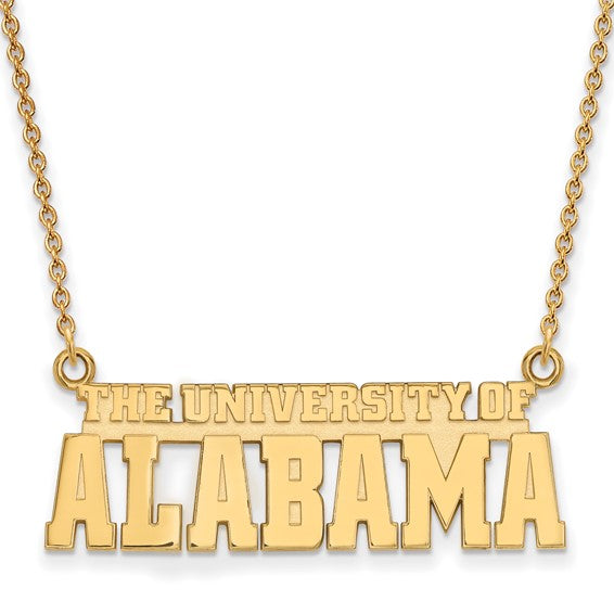 Silver Gold-plated Univ of Alabama Large Pendant 18 inch Necklace