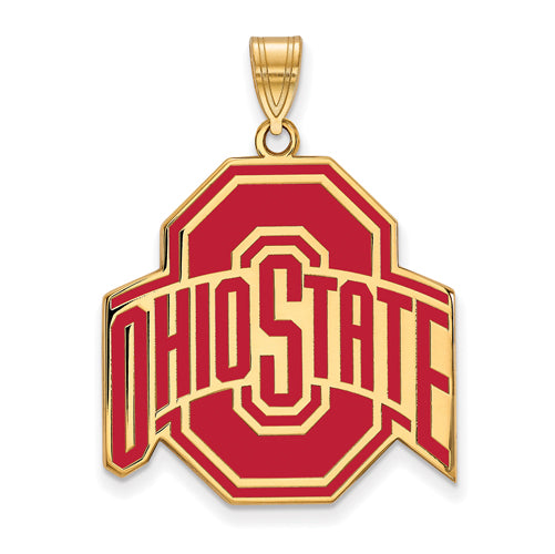 SS w/GP Ohio State U XL Enamel Buckeyes Logo Pendant