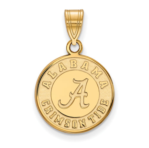SS w/GP Univ of Alabama Crimson Tide Medium Disc Pendant