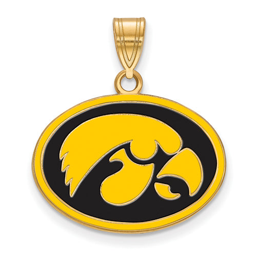 SS w/GP University of Iowa Medium Enamel Pendant