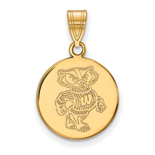 10ky University of Wisconsin Medium Disc Bucky Disc Pendant