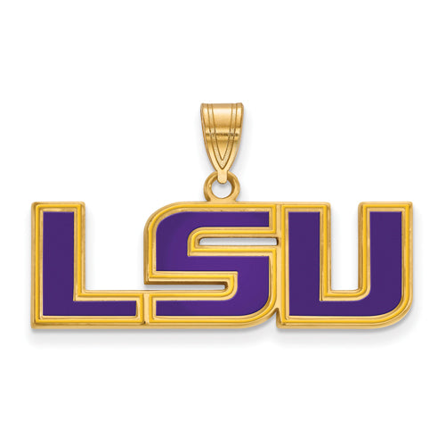 SS w/GP Louisiana State U Medium Enamel Pendant