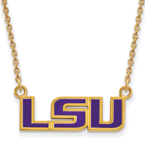 SS w/GP Louisiana State U Sm Enl Pendant w/necklace
