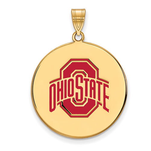 SS w/GP Ohio State XL Enamel Buckeyes Logo Disc Pendant
