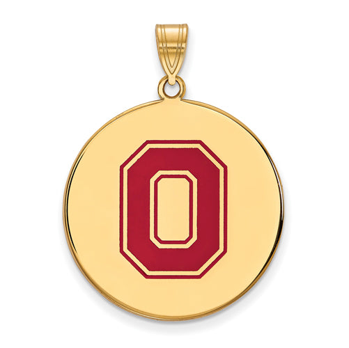 SS w/GP Ohio State XL Enamel Athletic "O" Disc Pendant