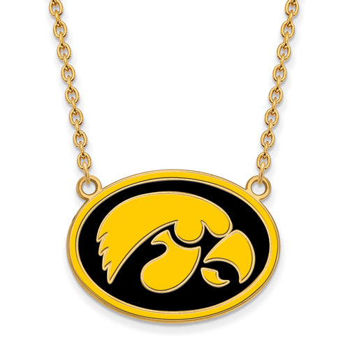 SS w/GP University of Iowa Enamel Pendant w/Necklace