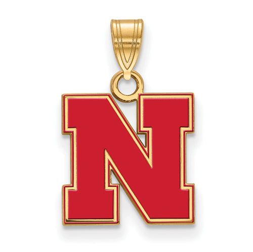 SS w/GP University of Nebraska Small Enamel Letter NPendant