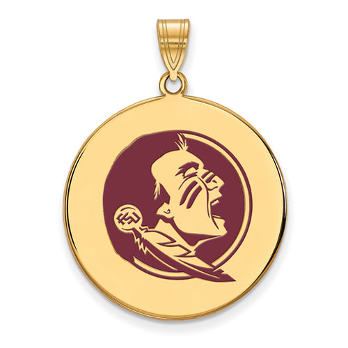 SS w/GP Florida State University XL Enamel Disc Pendant