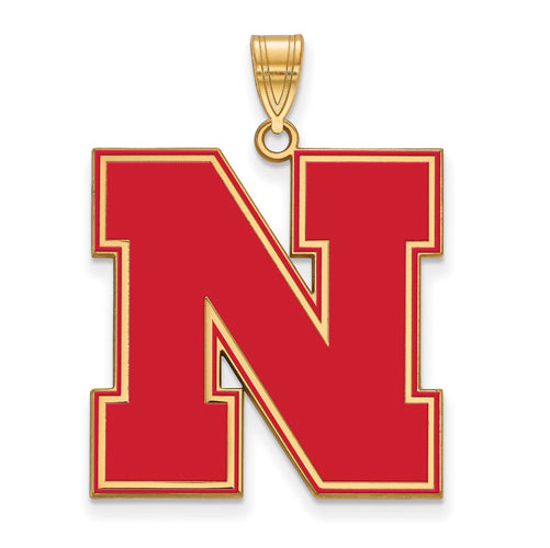 SS w/GP University of Nebraska XL Enamel Pendant