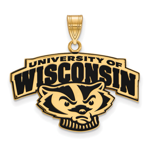 SS w/GP University of Wisc Large Enamel "WISCONSIN" Badger Pendant