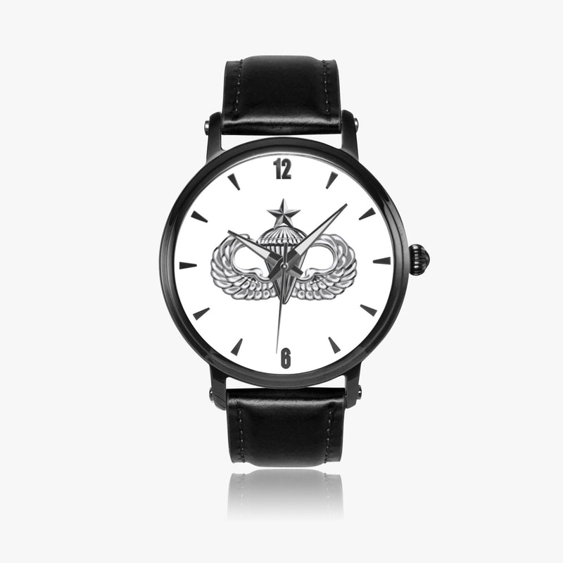 Senior Parachutist-46mm Automatic Watch with a Black Leather Band