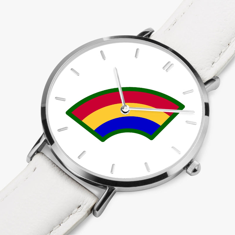 Perspective View - 42nd Infantry Division Ultra Thin Watch (White Strap)