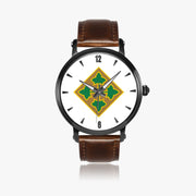 4th Infantry Division-46mm Automatic Watch with a Brown Leather Band