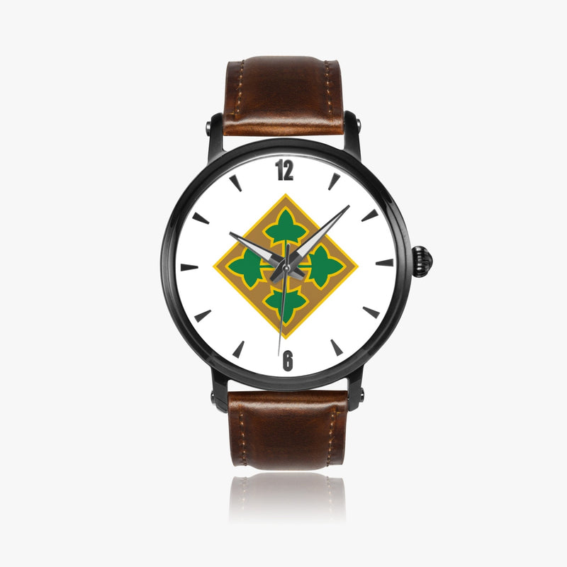 4th Infantry Division-46mm Automatic Watch with a Brown Leather Band