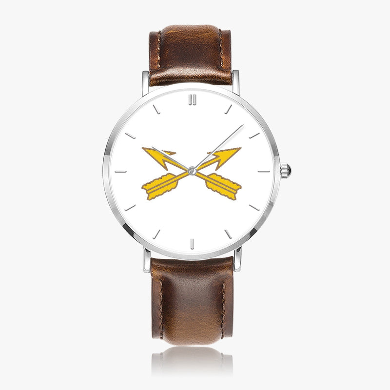 Top View - Special Forces Ultra Thin Watch (Brown Strap)