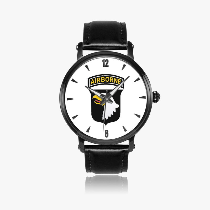 101st Airborne Division-46mm Automatic Watch with a Black Leather Band