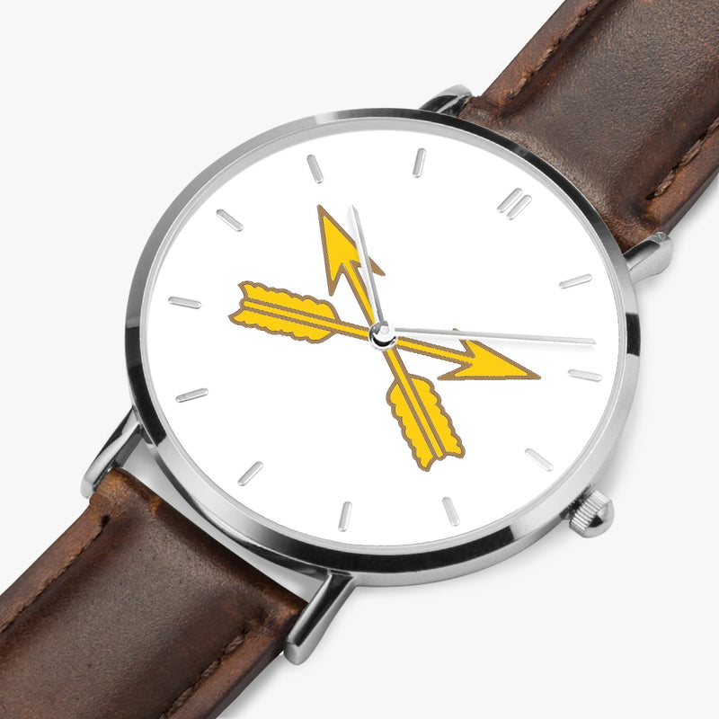 Perspective View - Special Forces Ultra Thin Watch (Brown Strap)