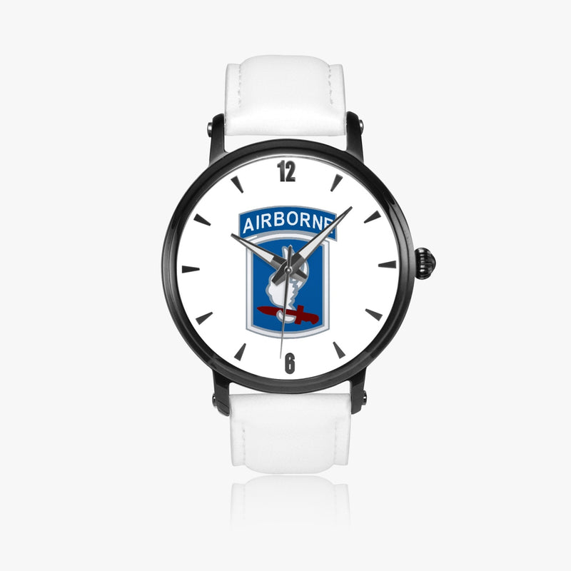 173rd Airborne Brigade-46mm Automatic Watch with a White Leather Band
