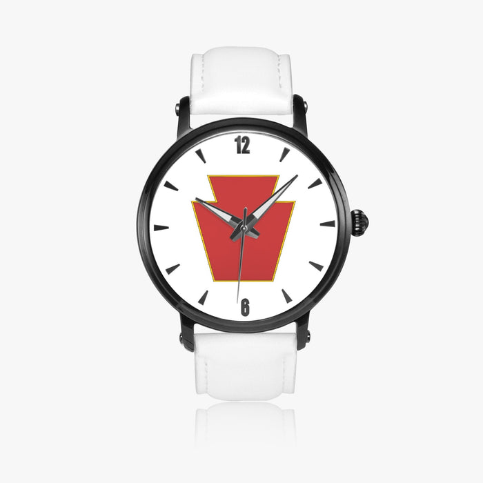 28th Infantry Division-46mm Automatic Watch with a White Leather Band