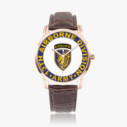 13th Airborne Division-Wide Type Golden Watch with a Brown Leather Band