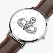 Perspective View - Master Parachutist Ultra Thin Watch (Brown Strap)
