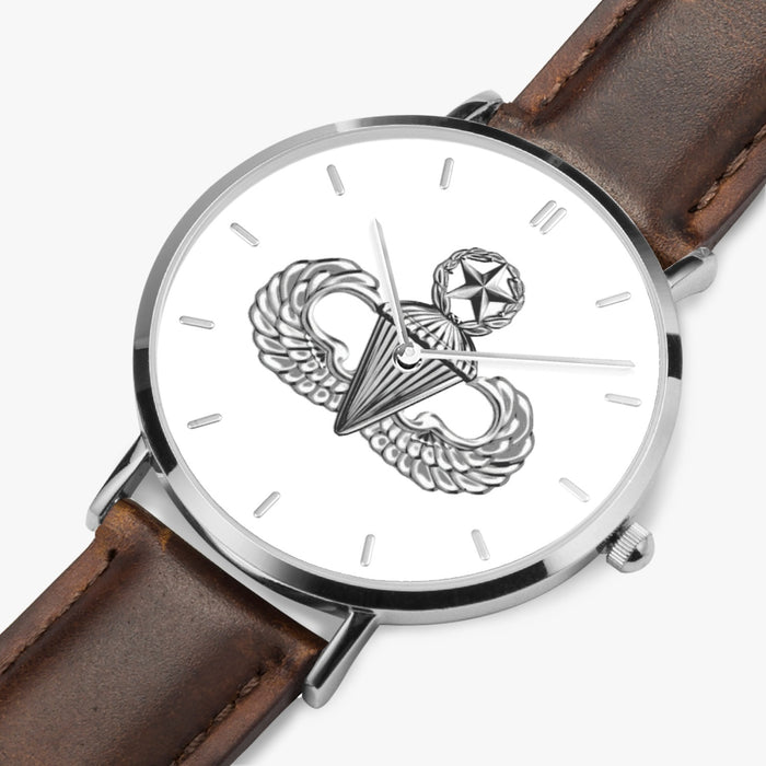 Perspective View - Master Parachutist Ultra Thin Watch (Brown Strap)