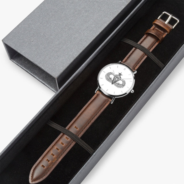 Watch Case with Senior Parachutist Ultra Thin Watch (Brown Strap)