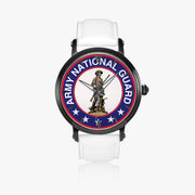 US Army National Guard-46mm Automatic Watch with a White Leather Band