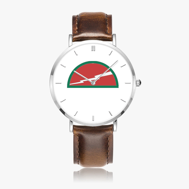 Top View - 78th Infantry Division Ultra Thin Watch (Brown Strap)