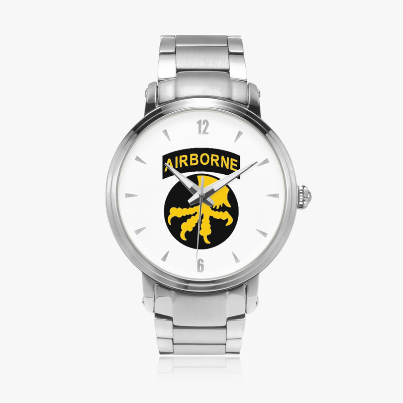 17th Airborne Division-46mm Automatic Steel Strap Silver Watch