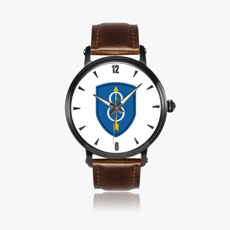 8th Infantry Division-46mm Automatic Watch with a Brown Leather Band