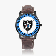2nd Infantry Division-Wide Type Black Watch with a Brown Leather Band