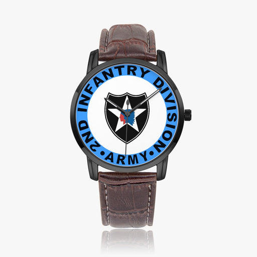 2nd Infantry Division-Wide Type Black Watch with a Brown Leather Band