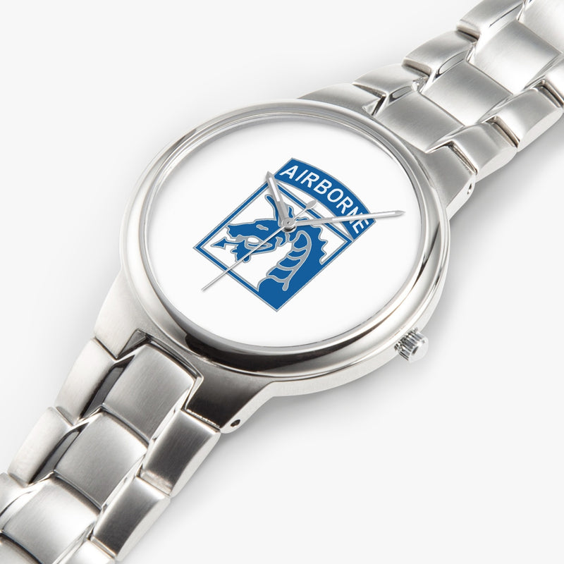 Top View - XVIII Airborne Corps-Silver Stainless Steel Silver Quartz Watch