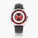 7th Infantry Division-Wide Type Silver Watch with a Black Leather Band