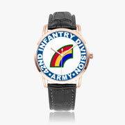 42nd Infantry Division-Wide Type Golden Watch with a Black Leather Band