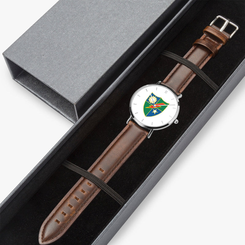 Watch Case with 75th Ranger Regiment Ultra Thin Watch (Brown Strap)