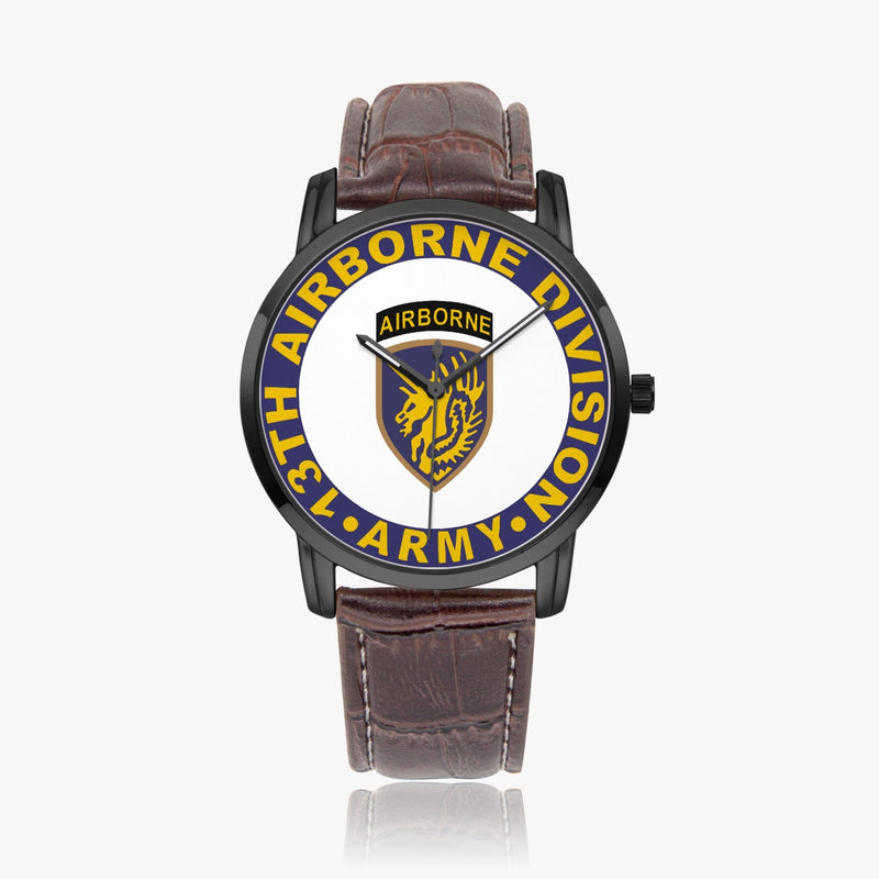 13th Airborne Division-Wide Type Black Watch with a Brown Leather Band
