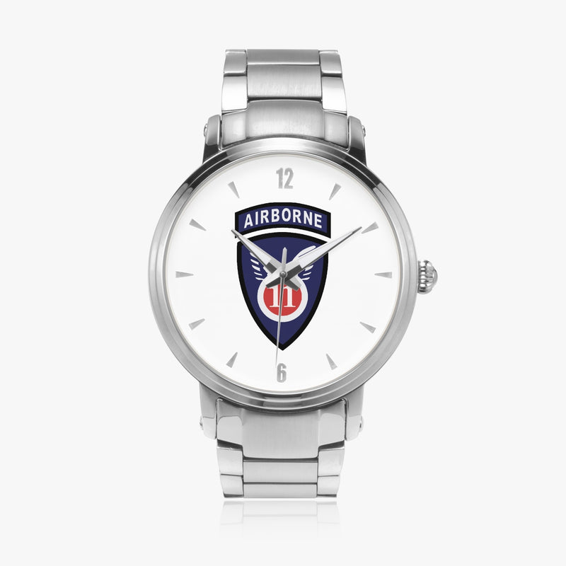 11th Airborne Division-46mm Automatic Steel Strap Silver Watch