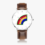 Top View - 42nd Infantry Division Ultra Thin Watch (Brown Strap)