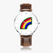 42nd Infantry Division-Ultra Thin Leather Strap Quartz Watch (Silver With Indicators)