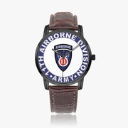 11th Airborne Division-Wide Type Black Watch with a Brown Leather Band