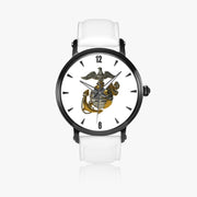 United States Marine Corps-46mm Automatic Watch with a White Leather Band