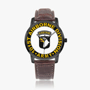 101st Airborne Division-Wide Type Black Watch with a Brown Leather Band