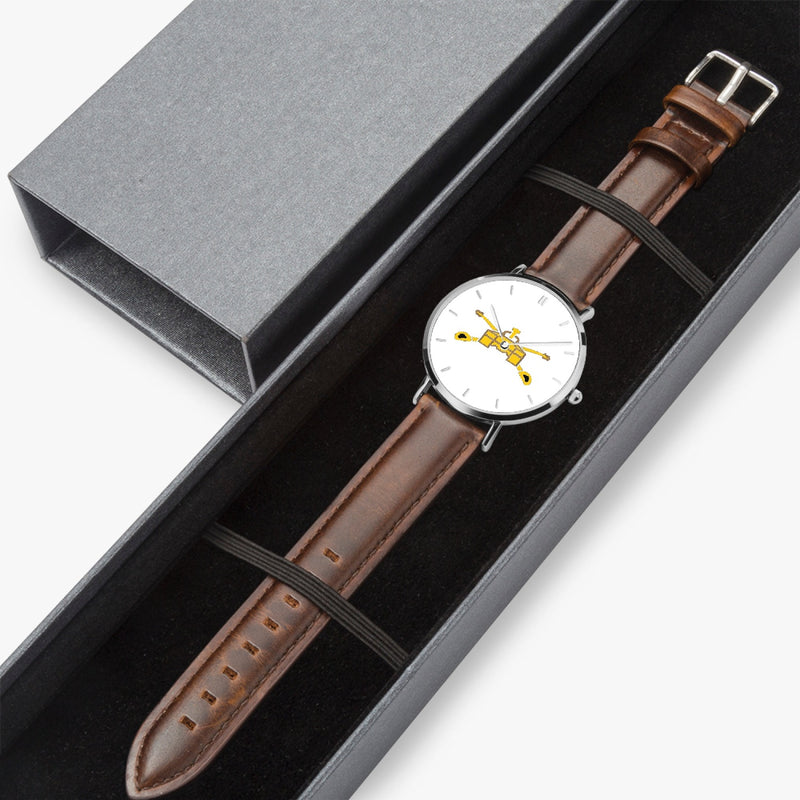 Watch Case with Army Armor Ultra Thin Watch (Brown Strap)