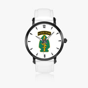 Special Forces Airborne-46mm Automatic Watch with a White Leather Band